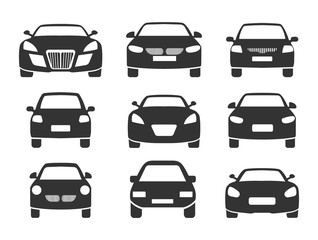 Set of car icons. Car front. Transport symbols.