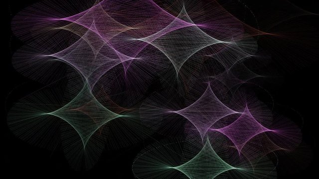Evolving colorful abstract diamonds appear then fade to black