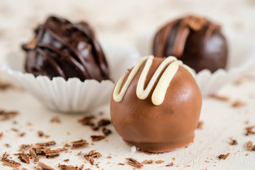Chocolate truffles; close-up shot