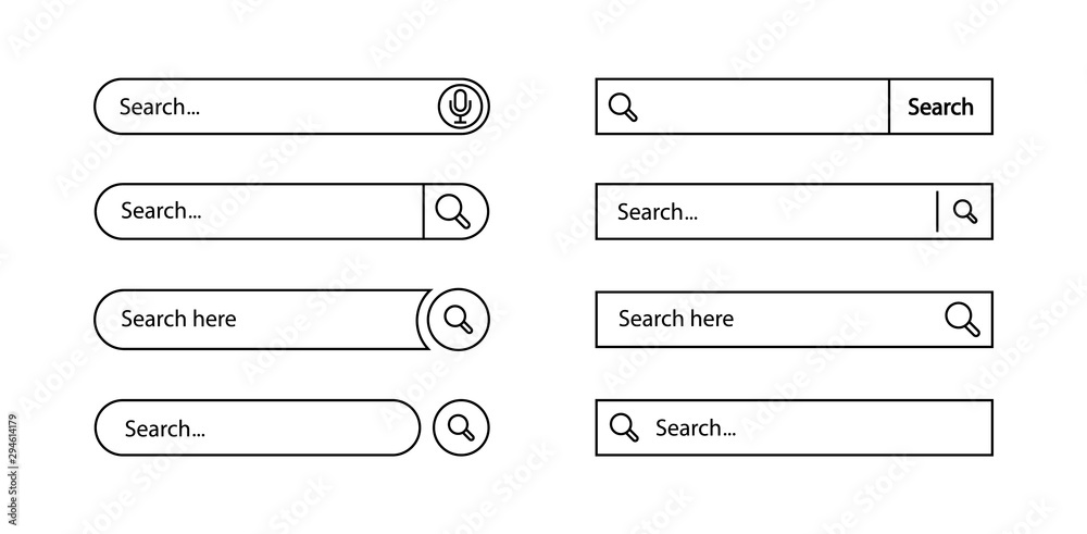 Poster search bar. template search ui. search fields and address bar. vector line.