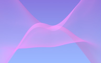 Pink wave on blue sky abstract background. Fluttering pink scarf. Waving on wind pink fabric. 3D illustration