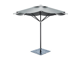 umbrella for restaurant on central support 3D render on white background no shadow