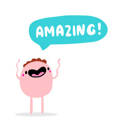 Amazing hand drawn vector illustration with cartoon comic man speech bubble