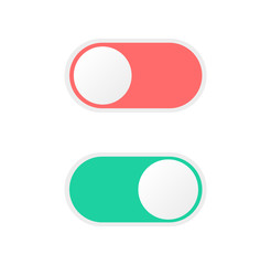 Collection of on and off buttons. Slider buttons. Vector illustration.