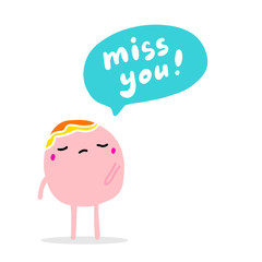 Miss you hand drawn vector illustration in cartoon comic style sad man