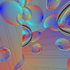 Cool bubbles background. Fresh air, and perspective space background. Abstract illustration.