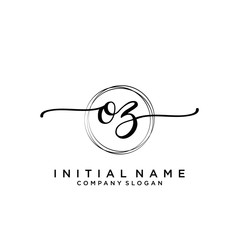 OZ Beauty vector initial logo, handwriting logo.