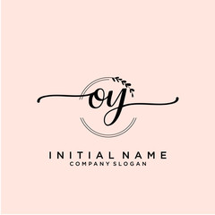 OY Beauty vector initial logo, handwriting logo.