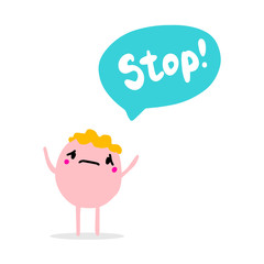 Stop hand drawn vector illustration in cartoon comic style