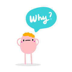 Why hand drawn vector illustration in cartoon style man sad