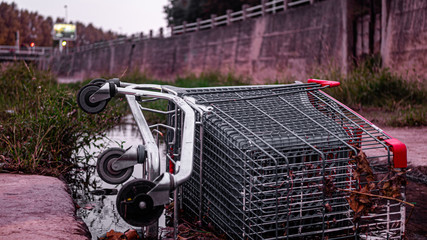 Caddie a l'abandon dans le canal de Toulon