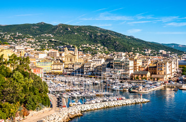Fototapeta premium old town and harbor of bastia on corsica