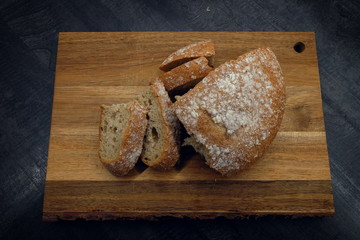 bread on a wooden board
