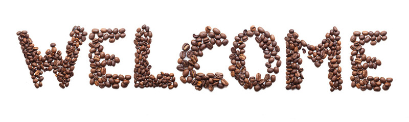 word made of coffee beans