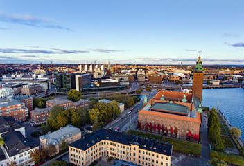 Fototapeta na wymiar Aerial view of Stockholm City at dusk