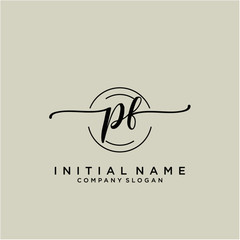 PF Beauty vector initial logo, handwriting logo.