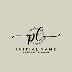 PL Beauty vector initial logo, handwriting logo.