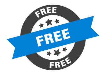 free sign. free blue-black round ribbon sticker