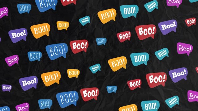 Halloween Boo Symbols Pattern Animation with Chroma Green Screen and Luma Matte. Loop-ready. Perfect for overlays and motion backgrounds.