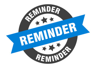 reminder sign. reminder blue-black round ribbon sticker