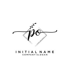 PO Beauty vector initial logo, handwriting logo.