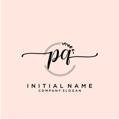 PQ Beauty vector initial logo, handwriting logo.