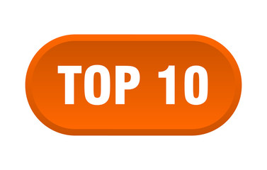top 10 button. top 10 rounded orange sign. top 10