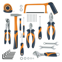 Set of tools for repair and construction. Concept image of work wear.