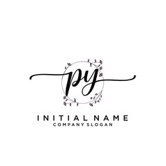 PY Beauty vector initial logo, handwriting logo.