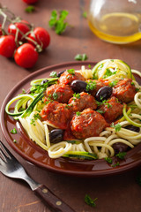 keto paleo zoodles zucchini noodles with meatballs and olives