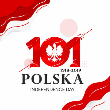 Anniversary Logo of Poland Independence, 101th Poland independence day, happy independence day poland text in polish : poland 1918-2019