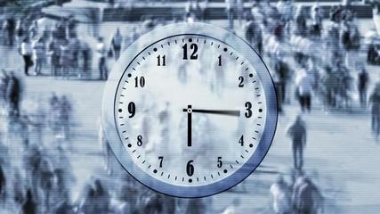 Business  concept or time concept. Timelapse of people walking overlay with time clock. - Powered by Adobe