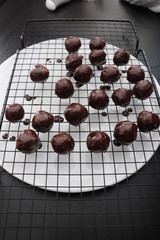 dark chocolate balls close up