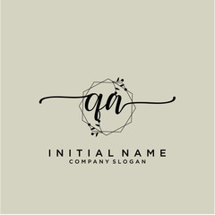QA Beauty vector initial logo, handwriting logo.