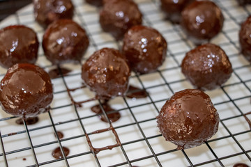 fresh chocolate balls from close up