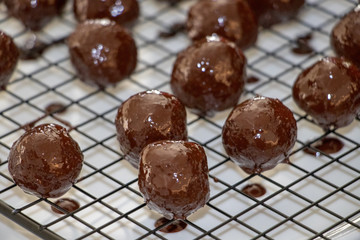 fresh chocolate balls close up