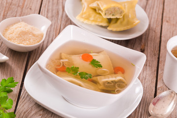 Maultaschen - swabian filled pasta ( ravioli ).
