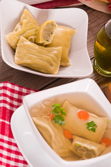 Maultaschen - swabian filled pasta ( ravioli ).