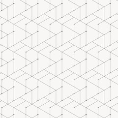 Geometryczny wzór wektorowy, powtarzający się liniowy sześciokąt i trójkąt dzielą się kropkami. Wzór jest czysty dla tkanin, tapet, nadruków. Wzór jest na wzór próbki - 294625302