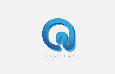 3d line blue q letter logo alphabet for icon design