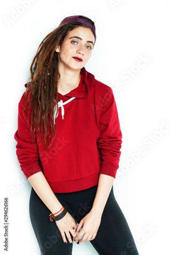 Real Caucasian Woman With Dreadlocks Hairstyle Funny Cheerful