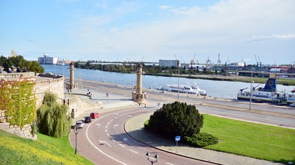 River flowing through the city