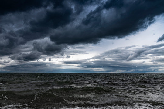 Gray clouds over Baltic sea.