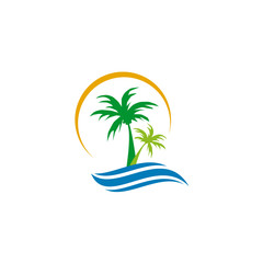 Coconut tree icon logo design vector template