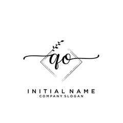 QO Beauty vector initial logo, handwriting logo.