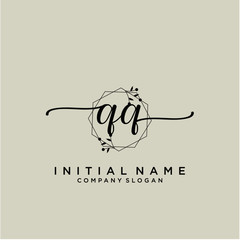 QQ Beauty vector initial logo, handwriting logo.