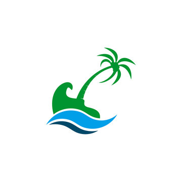 Coconut tree icon logo design vector template