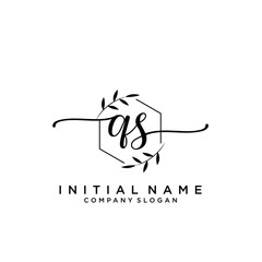 QS Beauty vector initial logo, handwriting logo.