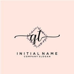 QT Beauty vector initial logo, handwriting logo.