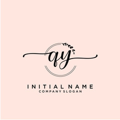 QY Beauty vector initial logo, handwriting logo.
